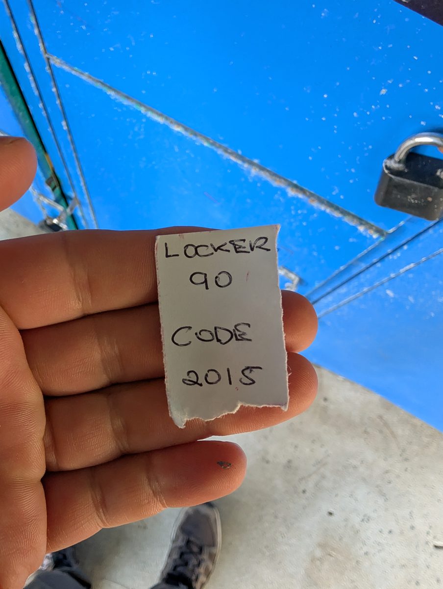Logistics note for airport lockers at seven dollars per day.
