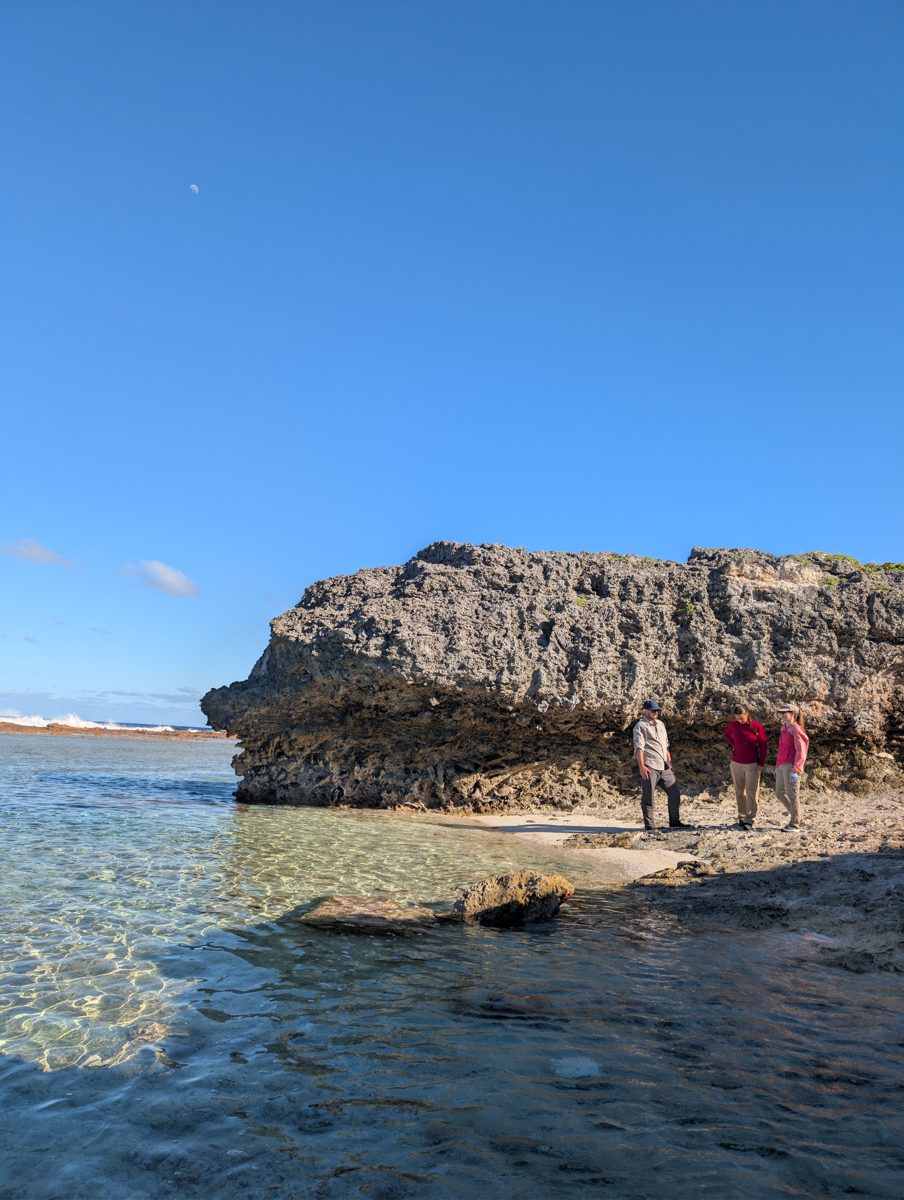 Holocene beachrock discussion: The team discussed a possible Holocene beachrock or related feature; the transcript remains uncertain.